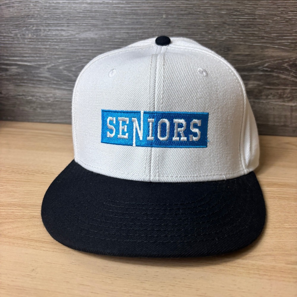 Seniors Hat Cap Snap Back‎ White Black Otto Adjustable